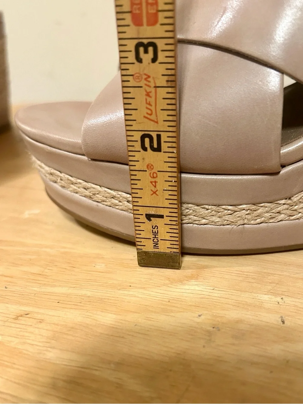 Lucca Lane Debbi Natural leather platform wedge sandals taupe women’s size 8